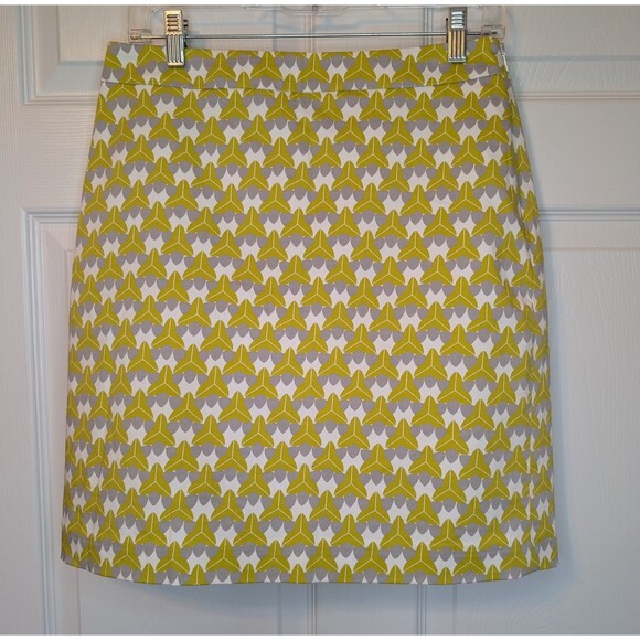BANANA REPUBLIC MILLY COLLECTION PENCIL SKIRT GREEN WHITE SIZE 4 PREPPY - Picture 1 of 9